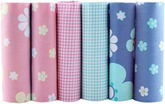 CraftsFabrics 6pcs/Lot 40x50cm Gingham Floral Fat Quarters Twill Printed 100% Cotton Precut Fabric For Quilting, Scrapbooking, Patchwork